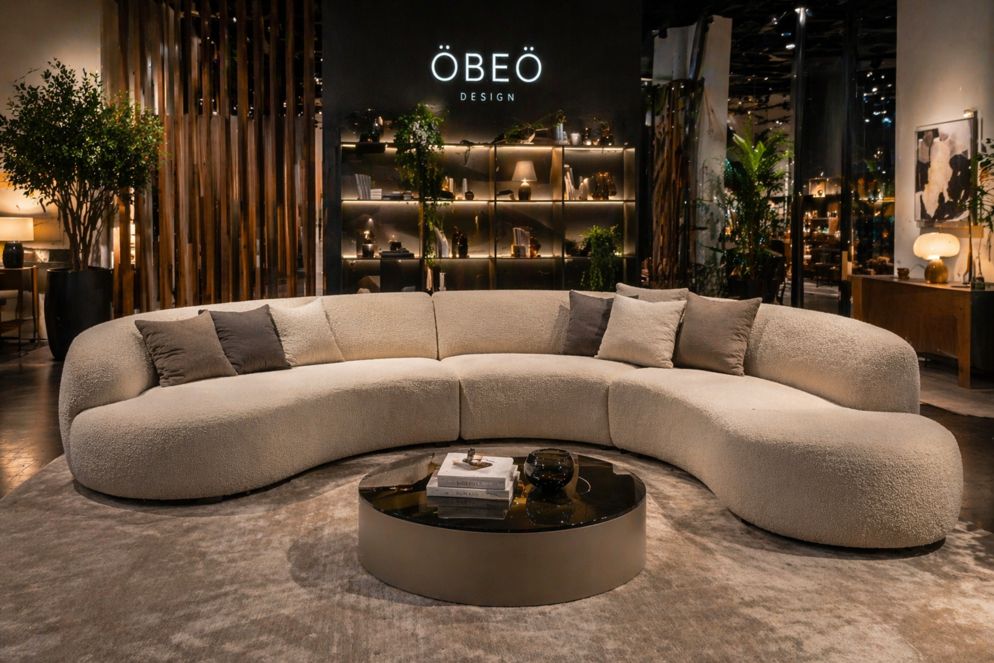 Kurviges Sofa im Showroom